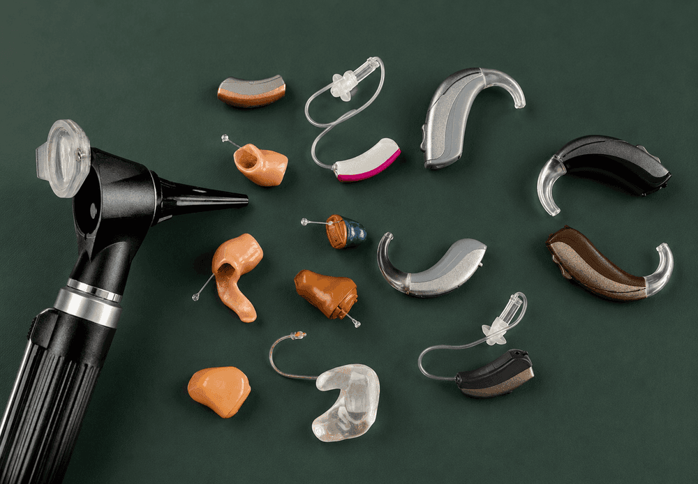 Hearing aid styles and device options arranged for comparison